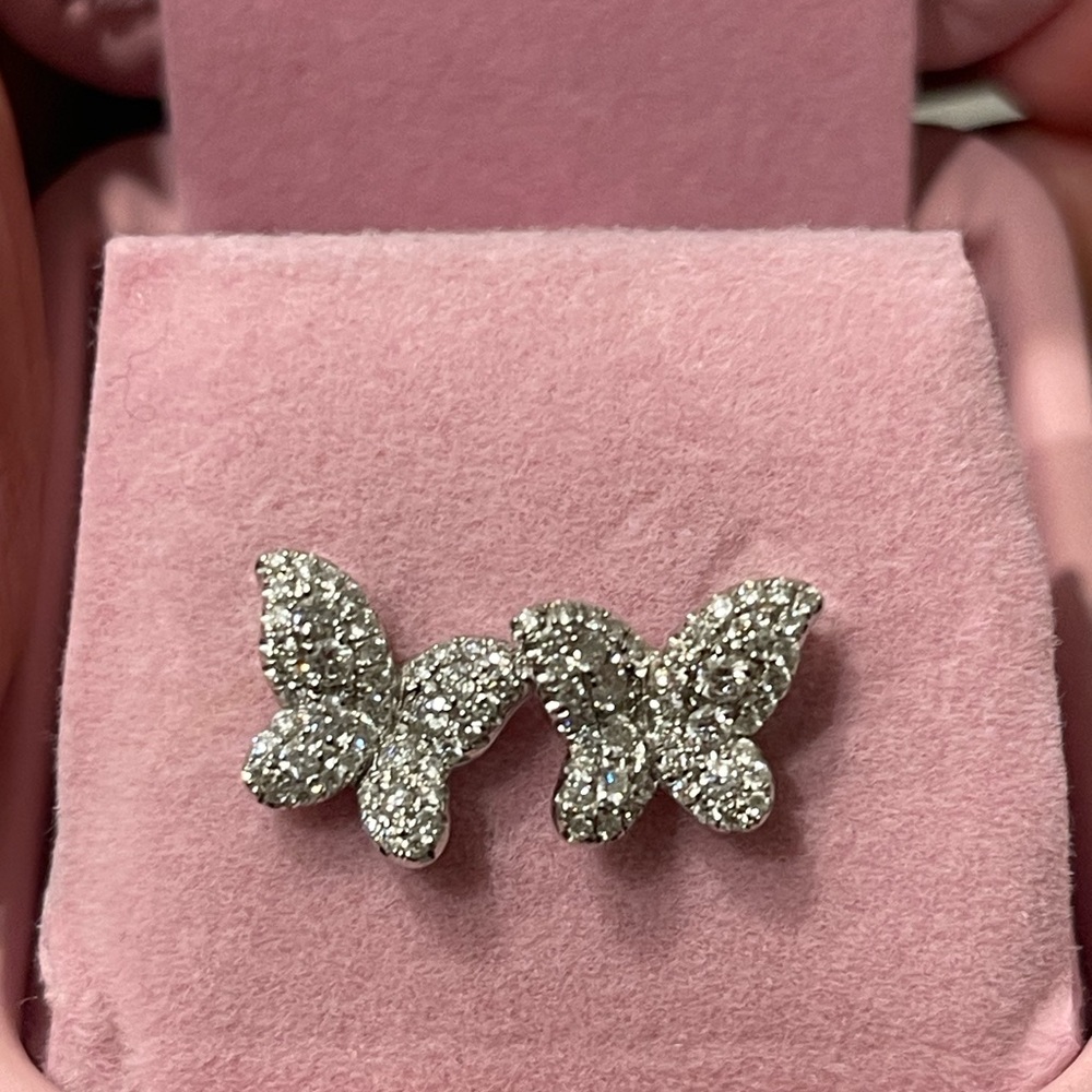 Women’s white gold diamond butterfly  earrings